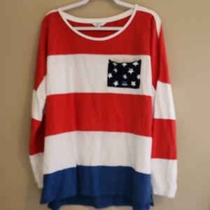 crown & ivy Red, White, and Blue Striped Kids Long Sleeve Tee